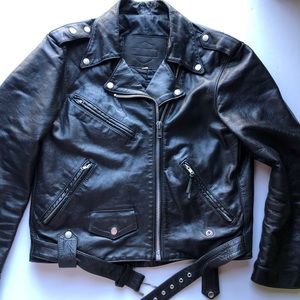 Vintage Harley Davidson Black Leather Biker Jacket